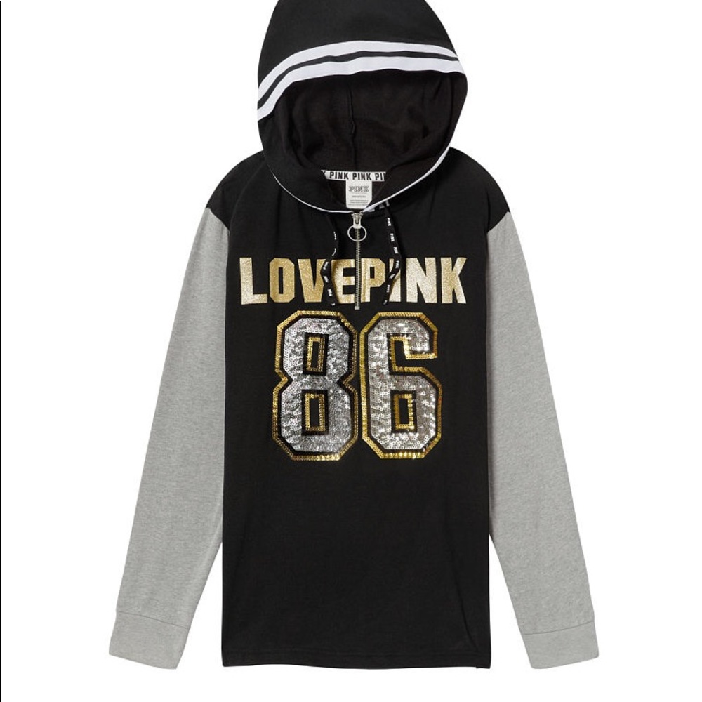 👍SOLD👍VS PINK SEQUIN BLING CAMPUS TUNIC PULLOVER - Picture 8 of 8